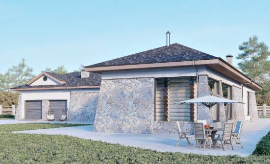 280-004-Л Проект одноэтажного дома и гаражом, просторный дом из арболита Крымск | Проекты одноэтажных домов от House Expert