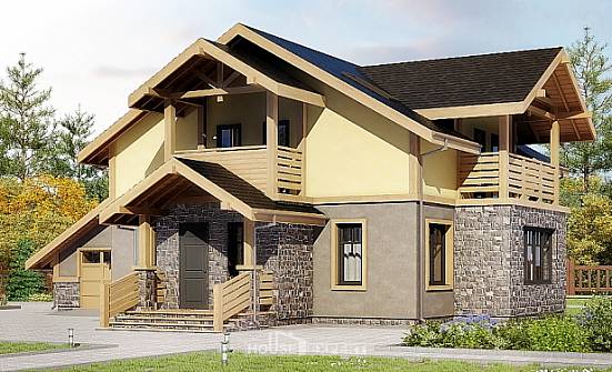 180-011-П Проект двухэтажного дома мансардный этаж и гаражом, бюджетный домик из блока Сочи | Проекты домов от House Expert