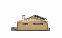 135-002-Л Проект одноэтажного дома и гаражом, недорогой домик из пеноблока, Славянск-на-Кубани