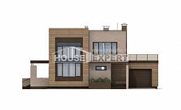 220-003-Л Проект двухэтажного дома и гаражом, классический дом из теплоблока, Геленджик