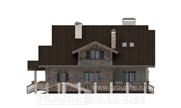 340-003-П Проект двухэтажного дома мансардой и гаражом, огромный дом из кирпича, Лабинск