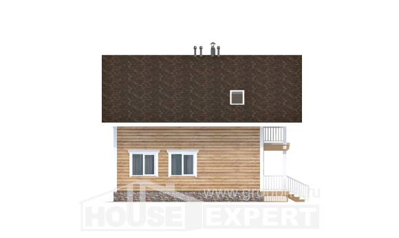 130-001-П Проект двухэтажного дома мансардный этаж, бюджетный загородный дом из дерева, Крымск