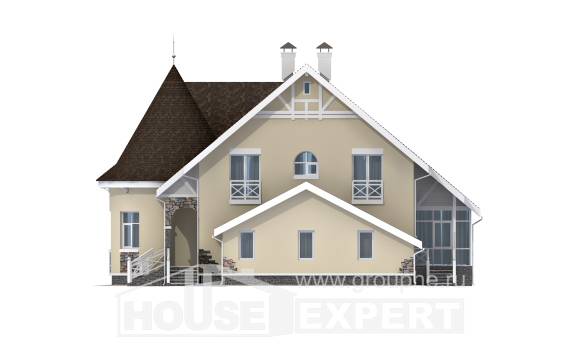 275-001-Л Проект двухэтажного дома с мансардным этажом, гараж, большой домик из кирпича, Абинск | Проекты домов от House Expert