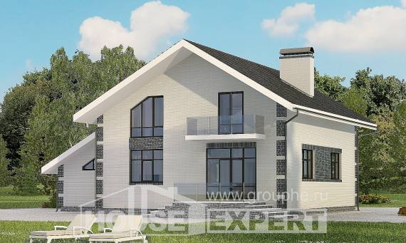 180-001-П Проект двухэтажного дома с мансардой и гаражом, скромный домик из бризолита, Абинск