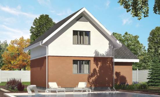 120-002-Л Проект двухэтажного дома с мансардой, гараж, компактный домик из газосиликатных блоков, Анапа