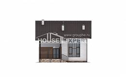140-005-П Проект двухэтажного дома с мансардным этажом, уютный домик из газобетона, Геленджик