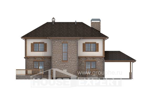 155-006-Л Проект двухэтажного дома и гаражом, бюджетный дом из керамзитобетонных блоков, Новороссийск
