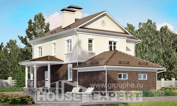 190-002-Л Проект двухэтажного дома и гаражом, просторный коттедж из арболита, Лабинск