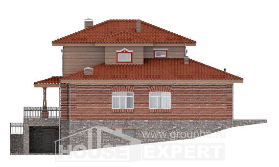 380-002-Л Проект трехэтажного дома и гаражом, красивый загородный дом из кирпича, Тихорецк