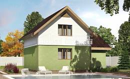 120-002-П Проект двухэтажного дома с мансардным этажом, гараж, уютный домик из пеноблока Геленджик | Проекты домов от House Expert