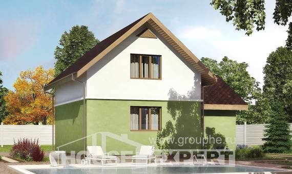 120-002-П Проект двухэтажного дома с мансардным этажом, гараж, уютный домик из пеноблока Геленджик | Проекты домов от House Expert