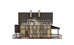 160-003-П Проект двухэтажного дома с мансардой, бюджетный загородный дом из керамзитобетонных блоков, Сочи