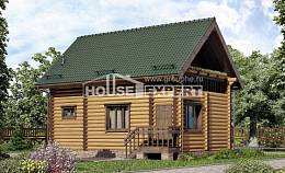 080-003-П Проект двухэтажного дома мансардный этаж, бюджетный загородный дом из бревен, Новокубанск