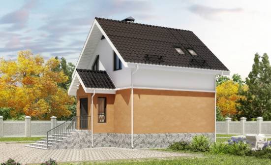 100-005-Л Проект двухэтажного дома с мансардой, бюджетный загородный дом из газосиликатных блоков, Тихорецк