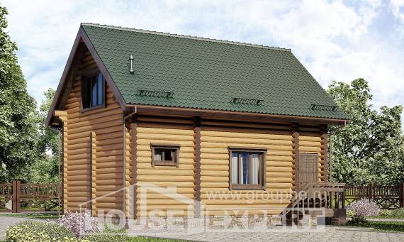 080-003-П Проект двухэтажного дома мансардой, бюджетный домик из бревен, Тимашёвск