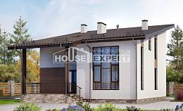 140-005-П Проект двухэтажного дома мансардный этаж, классический загородный дом из арболита, Новороссийск