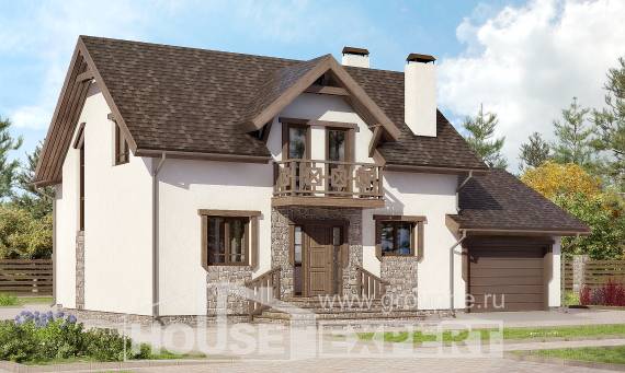 180-013-П Проект двухэтажного дома мансардой, гараж, уютный загородный дом из блока, Апшеронск