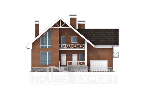 215-001-П Проект двухэтажного дома с мансардным этажом и гаражом, простой дом из бризолита, Тихорецк