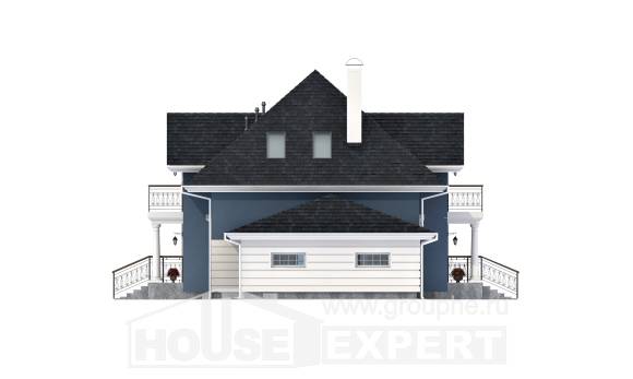 180-002-П Проект двухэтажного дома с мансардным этажом, гараж, простой коттедж из кирпича Тихорецк | Проекты домов от House Expert