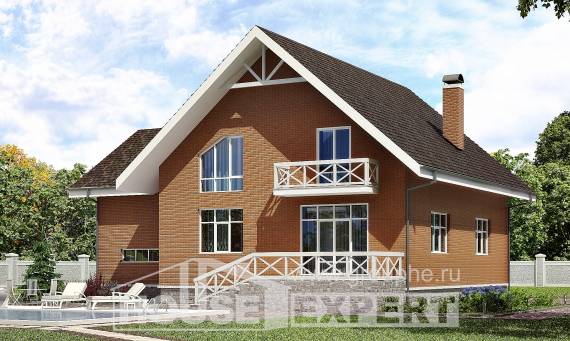 215-001-П Проект двухэтажного дома с мансардным этажом и гаражом, уютный домик из пеноблока, Абинск