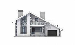 180-001-П Проект двухэтажного дома мансардой и гаражом, бюджетный коттедж из твинблока, Белореченск