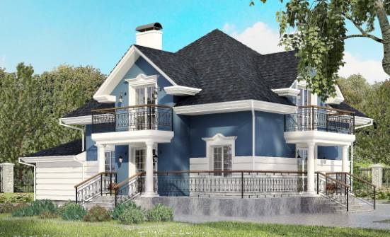 180-002-П Проект двухэтажного дома мансардный этаж и гаражом, классический домик из кирпича, Кореновск