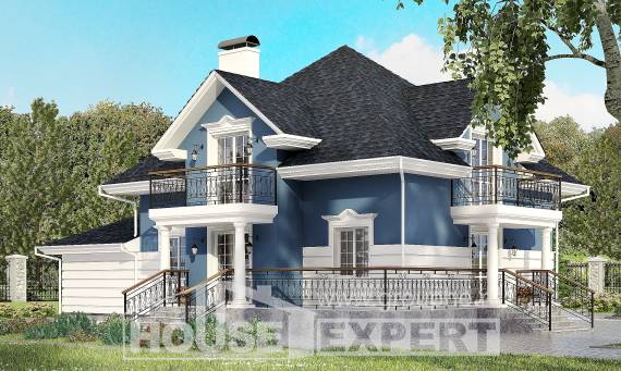 180-002-П Проект двухэтажного дома с мансардным этажом и гаражом, уютный домик из кирпича, Анапа