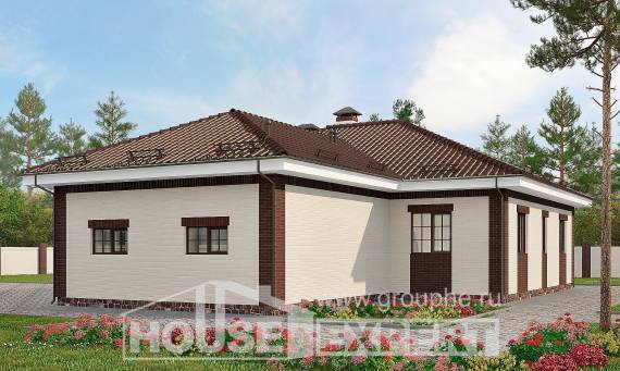160-015-П Проект одноэтажного дома, гараж, скромный домик из поризованных блоков, Армавир