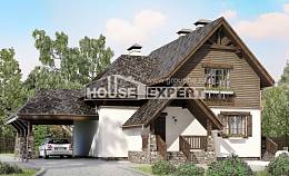 160-002-Л Проект двухэтажного дома с мансардой и гаражом, красивый домик из твинблока, Сочи