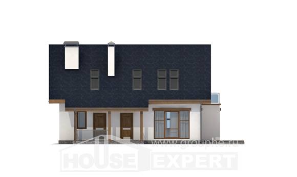 155-012-П Проект двухэтажного дома с мансардой, простой домик из поризованных блоков, Приморско-Ахтарск