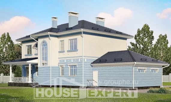 285-003-Л Проект двухэтажного дома и гаражом, большой загородный дом из кирпича, Кропоткин