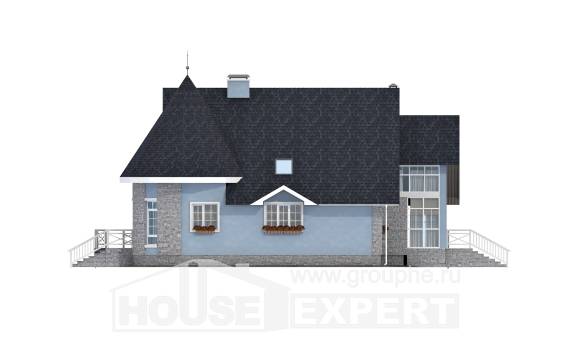 170-003-П Проект двухэтажного дома мансардный этаж, доступный загородный дом из арболита, Белореченск