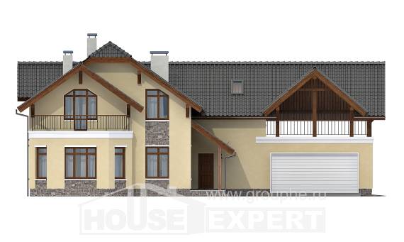 255-003-П Проект трехэтажного дома мансардный этаж и гаражом, современный домик из теплоблока, Сочи