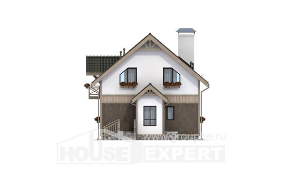 105-001-Л Проект двухэтажного дома мансардой, красивый загородный дом из пеноблока, Кропоткин