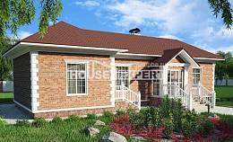 090-001-Л Проект одноэтажного дома, доступный загородный дом из кирпича, Армавир