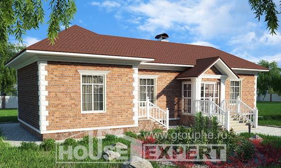 090-001-Л Проект одноэтажного дома, доступный загородный дом из кирпича, Армавир