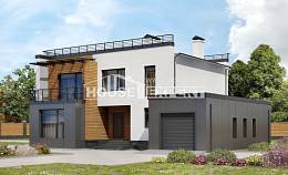 260-002-П Проект двухэтажного дома и гаражом, уютный загородный дом из газобетона, Армавир | Проекты домов от House Expert
