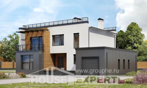 260-002-П Проект двухэтажного дома и гаражом, уютный загородный дом из газобетона, Армавир | Проекты домов от House Expert