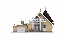 250-001-Л Проект двухэтажного дома с мансардным этажом, гараж, средний дом из бризолита, Абинск