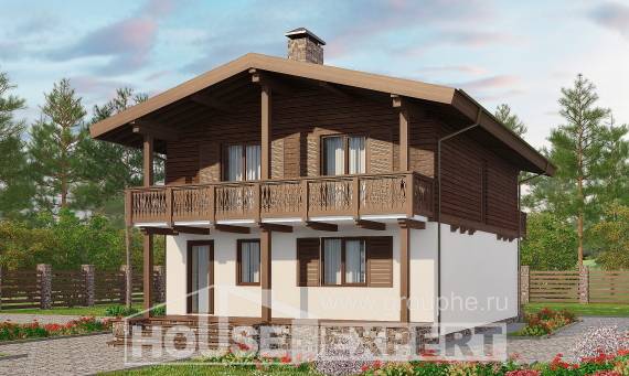 150-016-Л Проект двухэтажного дома с мансардой, современный домик из бризолита, Анапа | Проекты домов от House Expert
