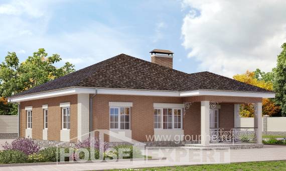 100-004-П Проект одноэтажного дома, бюджетный домик из пеноблока, Тихорецк | Проекты домов от House Expert