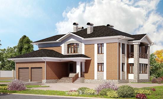 520-002-Л Проект трехэтажного дома и гаражом, огромный коттедж из арболита, Анапа