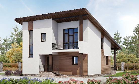 140-005-П Проект двухэтажного дома с мансардой, компактный домик из твинблока, Краснодар