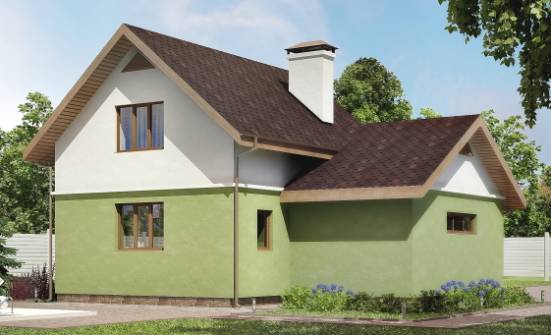 120-002-П Проект двухэтажного дома с мансардой, гараж, компактный домик из керамзитобетонных блоков, Курганинск