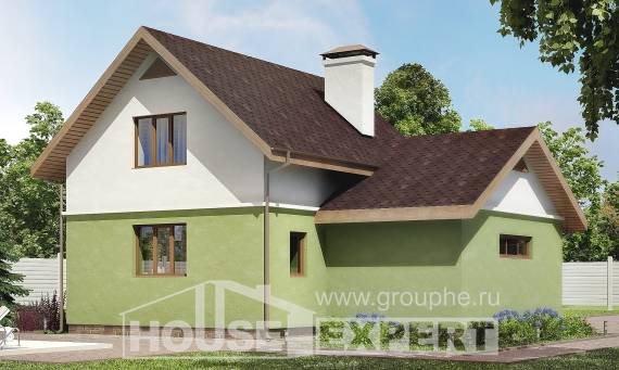 120-002-П Проект двухэтажного дома с мансардой, гараж, компактный загородный дом из арболита Кропоткин | Проекты домов от House Expert