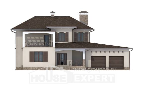 285-002-П Проект двухэтажного дома, гараж, огромный загородный дом из кирпича, Кропоткин