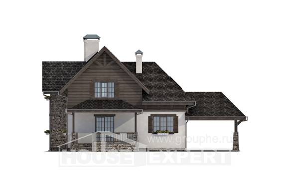 160-002-Л Проект двухэтажного дома с мансардным этажом, гараж, бюджетный дом из бризолита, Лабинск