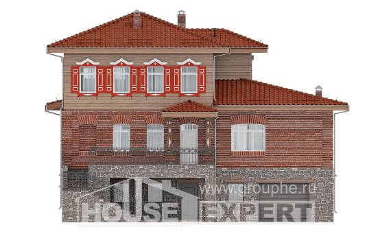 380-002-Л Проект трехэтажного дома, гараж, большой домик из кирпича, Краснодар