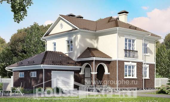 190-002-Л Проект двухэтажного дома и гаражом, уютный коттедж из газосиликатных блоков, Абинск
