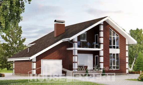 180-001-Л Проект двухэтажного дома мансардный этаж и гаражом, красивый дом из пеноблока, Крымск
